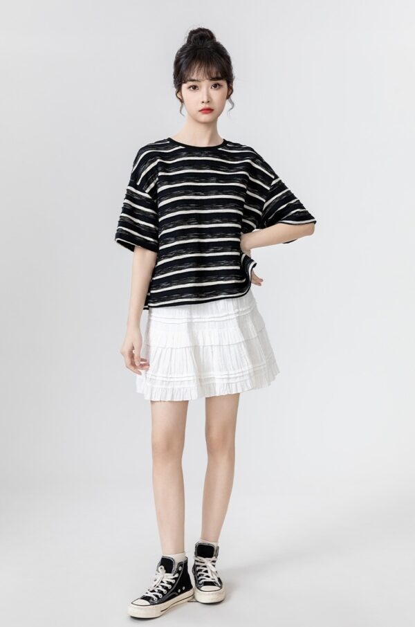 Striped Bow Short Sleeve Top - Image 10