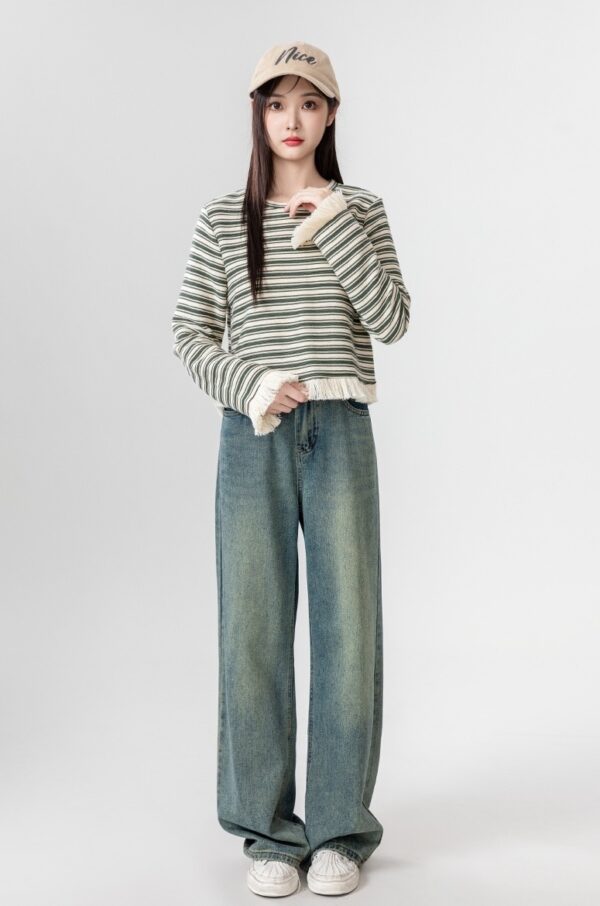 Striped Fringe Long Sleeve Top - Image 7