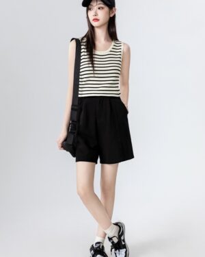 Striped Knit Sleeveless Tank Top