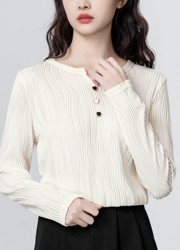 Textured Long Sleeve Crewneck Top - Image 9