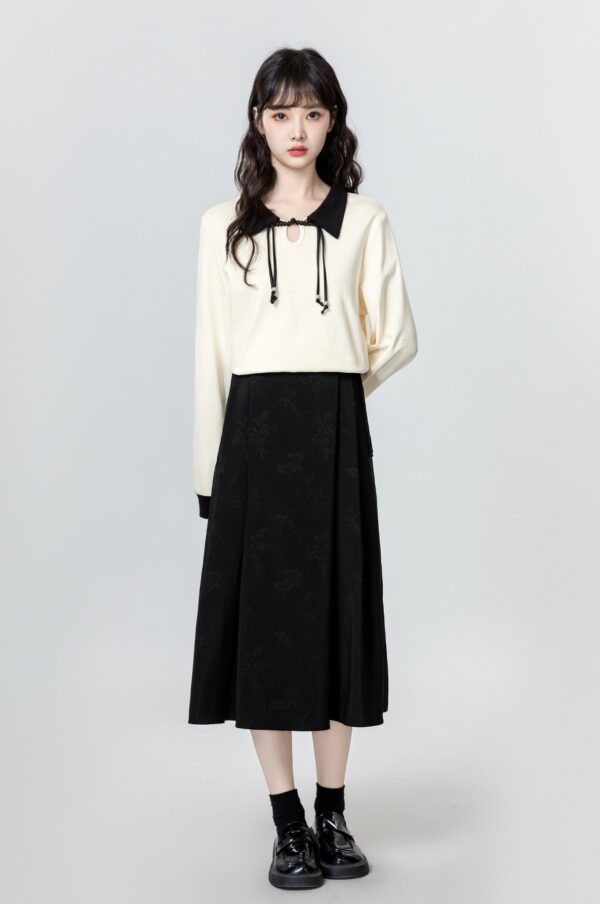 Unique Polo Collar Long Sleeve Top - Image 5