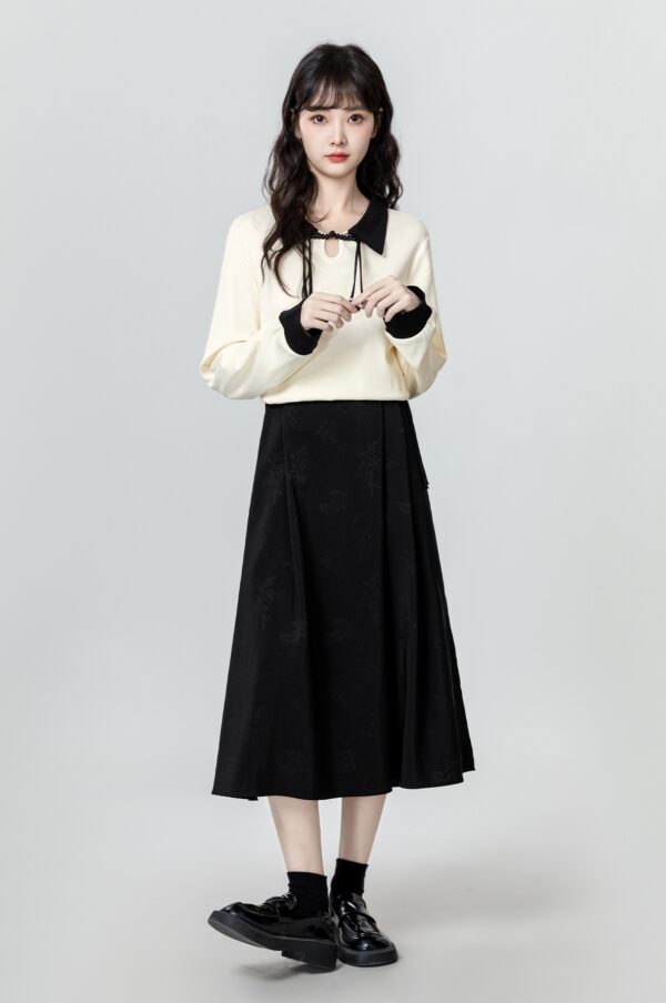 Unique Polo Collar Long Sleeve Top - Image 6