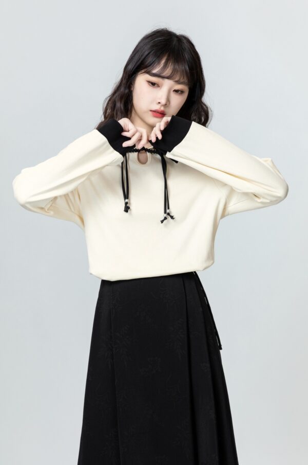 Unique Polo Collar Long Sleeve Top - Image 8