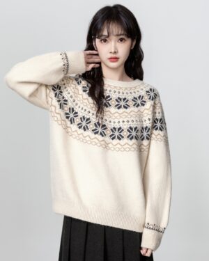 Vintage Fair Isle Knit Pullover Sweater