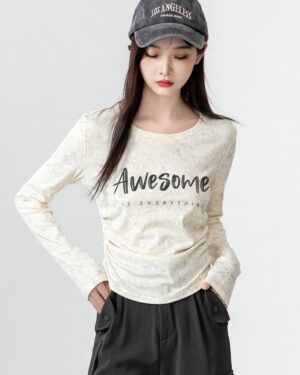 Vintage Style Slim Fit Long Sleeve Top