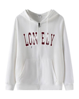 White "LONELY" Zip-Up Hooded Jacket | Danielle - NewJeans