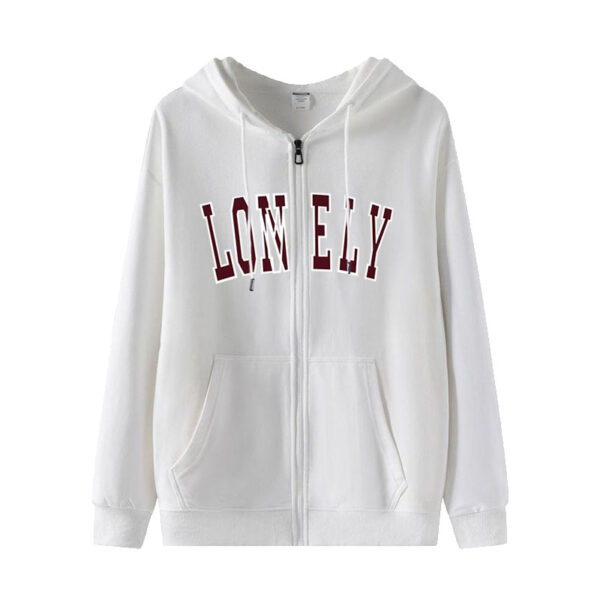 White "LONELY" Zip-Up Hooded Jacket | Danielle - NewJeans