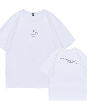 White Minimalist Arm Print T-Shirt | Chaewon - Le Sserafim