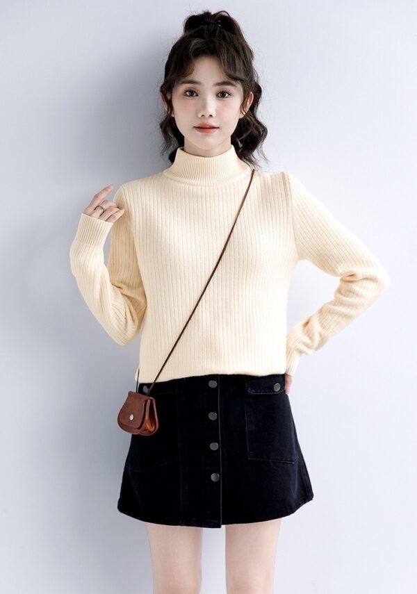 Winter Knit High Neck Sweater Top - Image 11