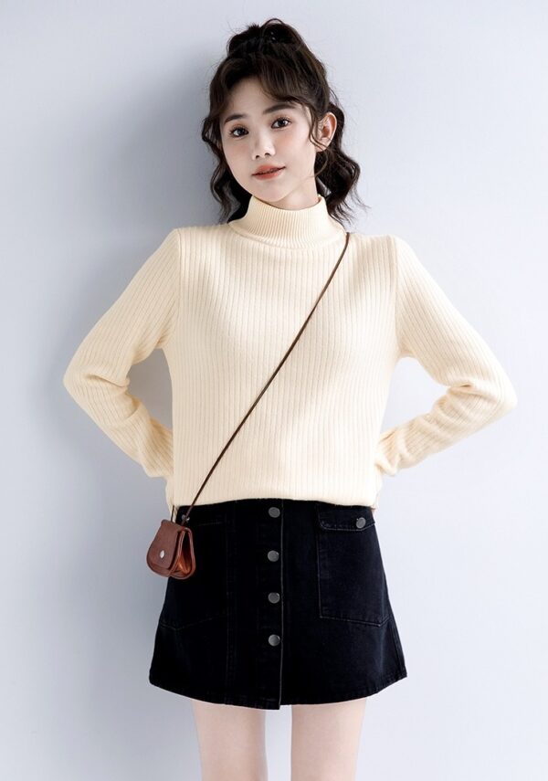 Winter Knit High Neck Sweater Top - Image 3