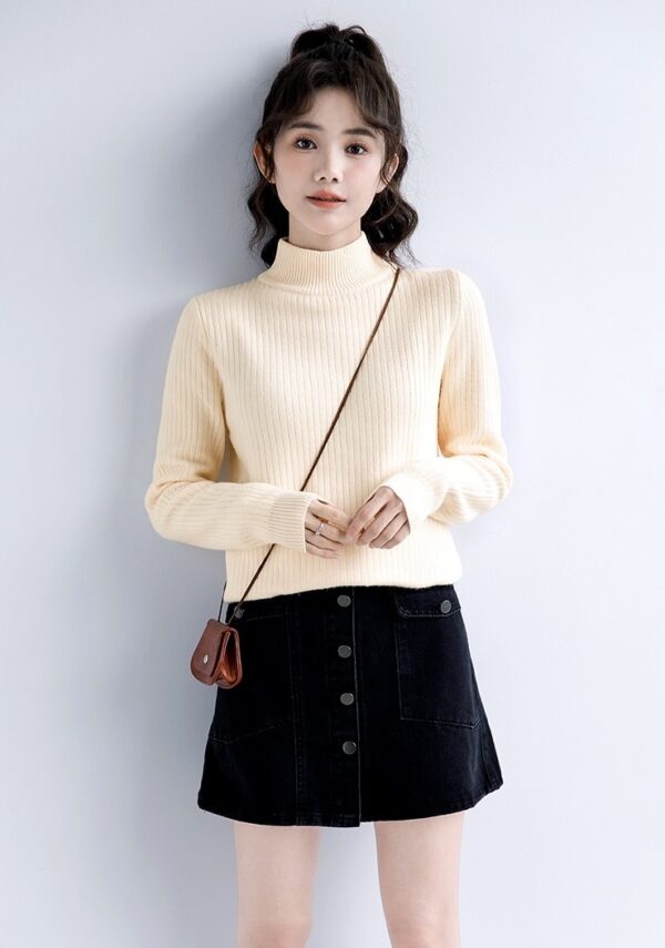 Winter Knit High Neck Sweater Top - Image 4