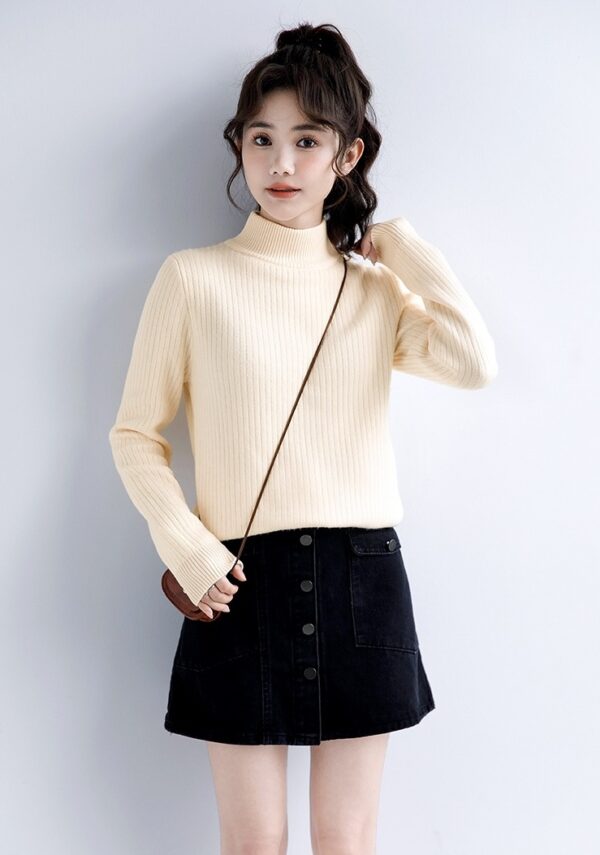 Winter Knit High Neck Sweater Top - Image 5