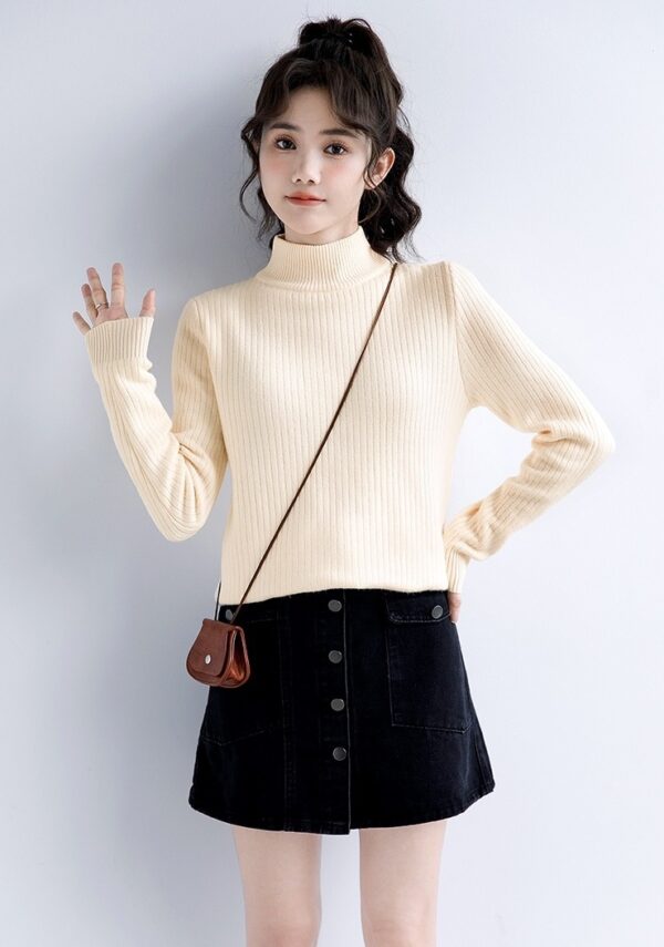 Winter Knit High Neck Sweater Top - Image 6