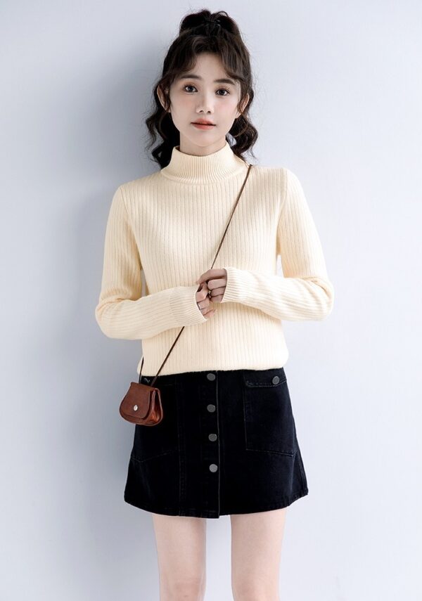 Winter Knit High Neck Sweater Top - Image 8