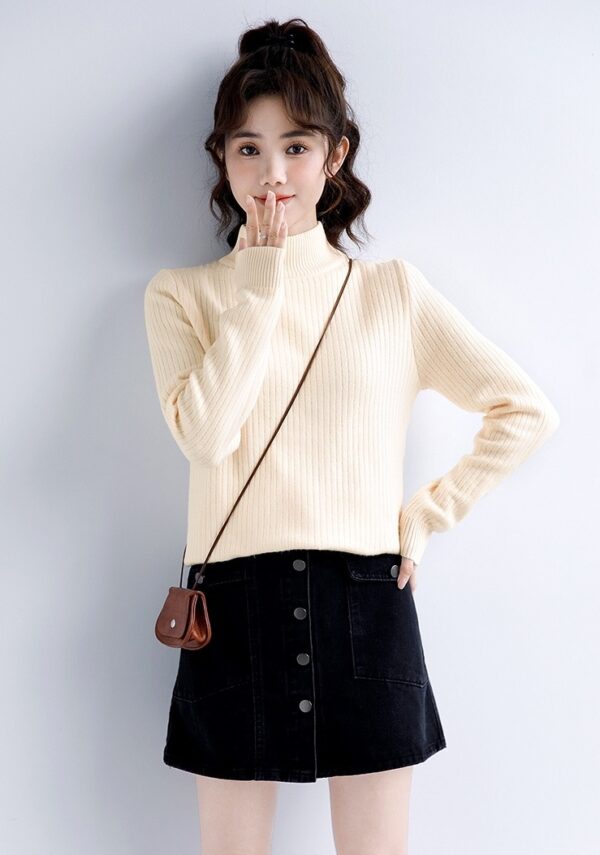 Winter Knit High Neck Sweater Top - Image 9