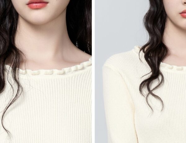 Apricot Ruffled Long Sleeve Sweater - Image 8