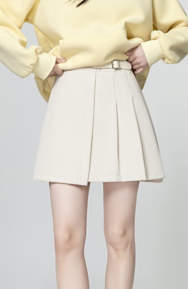 Beige Highwaist Pleated Skirt - Image 4