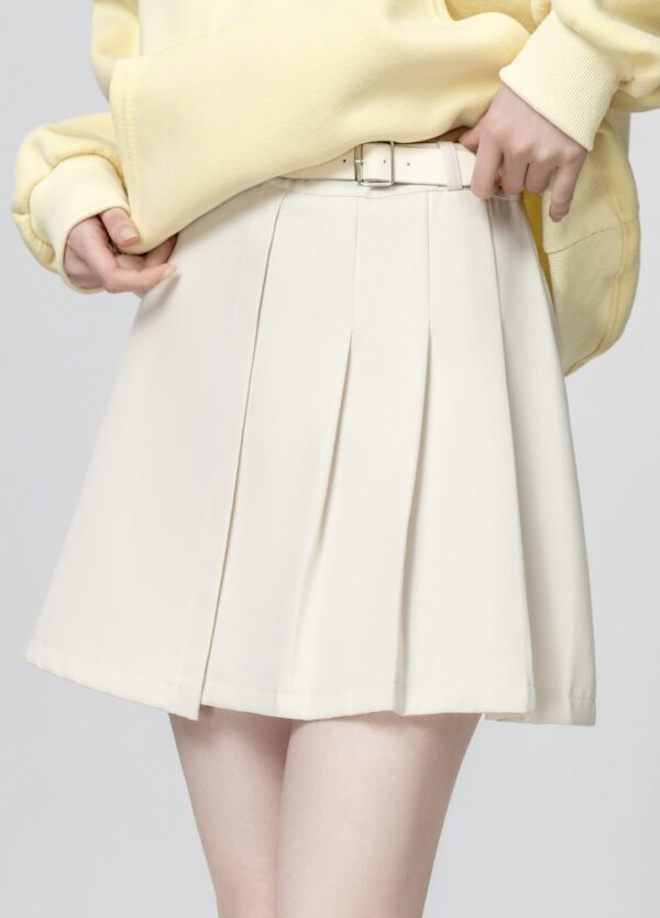 Beige Highwaist Pleated Skirt - Image 7