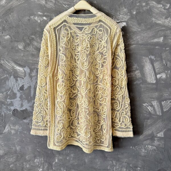 Beige Swirl Embroidered Sheer Shirt | Taehyung - BTS - Image 5