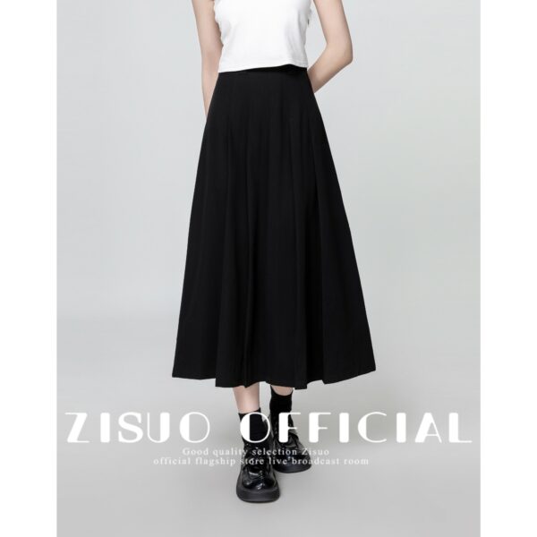 Black Aline Pleated Midi Skirt - Image 8