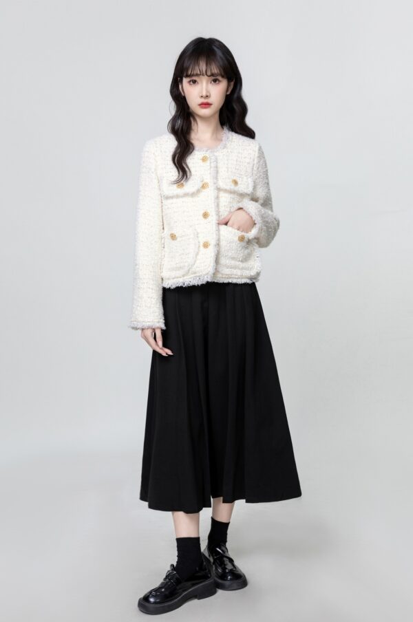 Black Aline Pleated Midi Skirt - Image 2