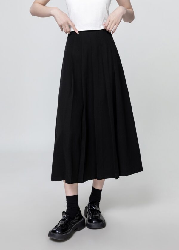 Black Aline Pleated Midi Skirt - Image 6