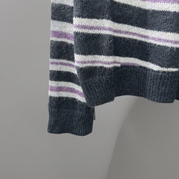 Black And Lilac Striped Knit Sweater | Junkyu - Treasure - Image 4