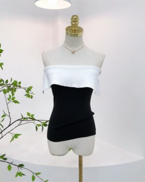 Black And White Flap Tube Top | Yujin - IVE