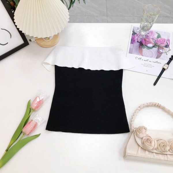 Black And White Flap Tube Top | Yujin - IVE - Image 2