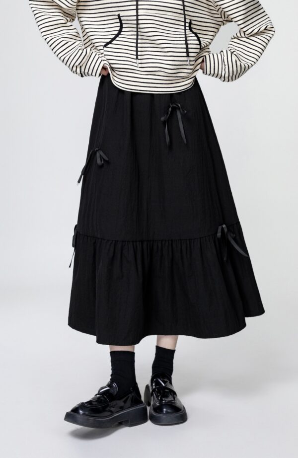 Black Bow Highwaist Aline Skirt - Image 3