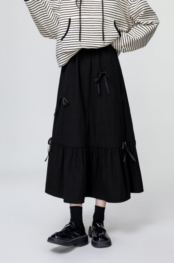 Black Bow Highwaist Aline Skirt - Image 4