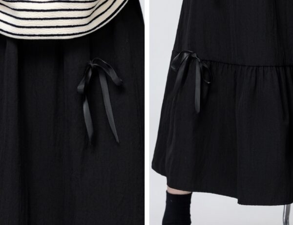 Black Bow Highwaist Aline Skirt - Image 7