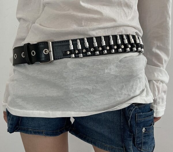 Black Bullets Faux Leather Belt | Giselle - Aespa - Image 4