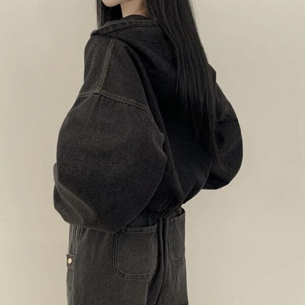 Black Denim Hooded Jacket | Eunchae - Le Sserafim - Image 5