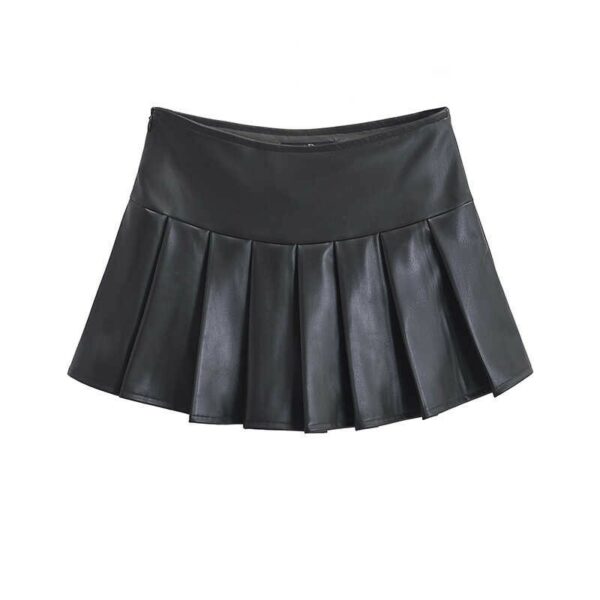 Black Faux Leather Pleated School Girl Skirt | Jennie - BlackPink