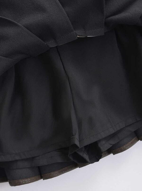 Black Faux Leather Pleated School Girl Skirt | Jennie - BlackPink - Image 5