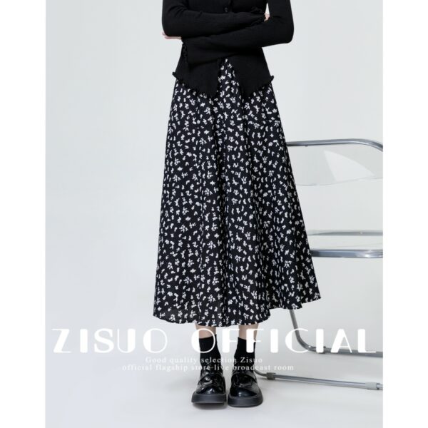 Black Floral Highwaist Midi Skirt - Image 7