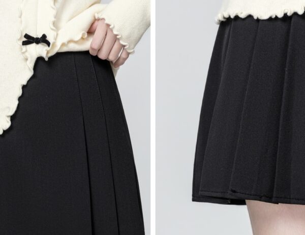 Black Highwaist Pleated Aline Skirt - Image 7