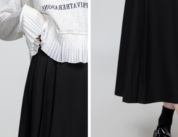 Black Highwaist Pleated Midi Skirt - Image 4