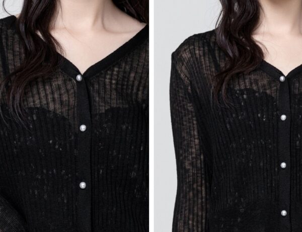 Black Knit Vneck Cardigan Sweater - Image 2