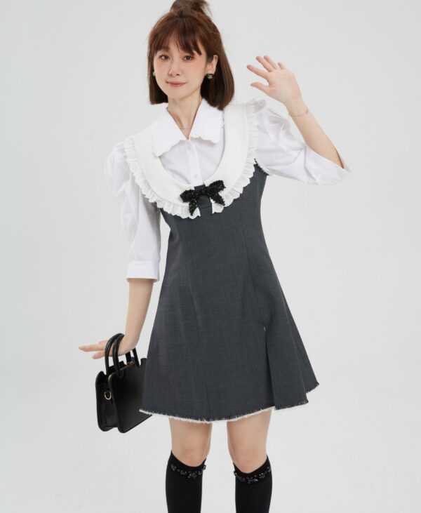 Grey Lace Collared Doll Dress | Chung Ha - Image 8