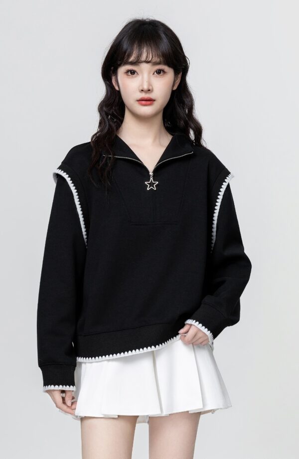 Black Quarterzip Polo Sweatshirt - Image 3