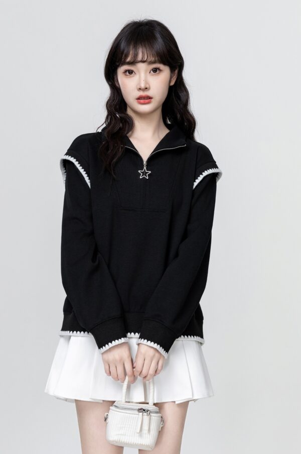 Black Quarterzip Polo Sweatshirt - Image 4