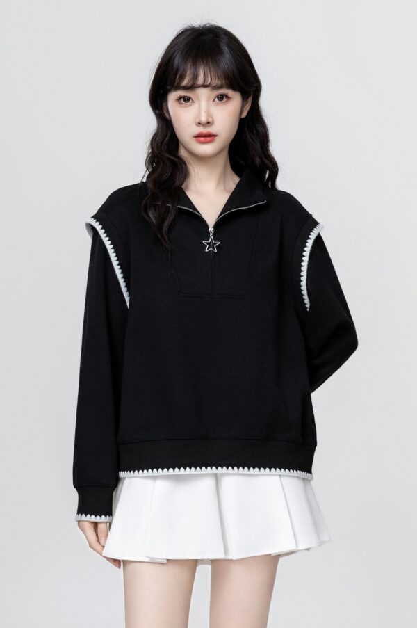 Black Quarterzip Polo Sweatshirt - Image 6