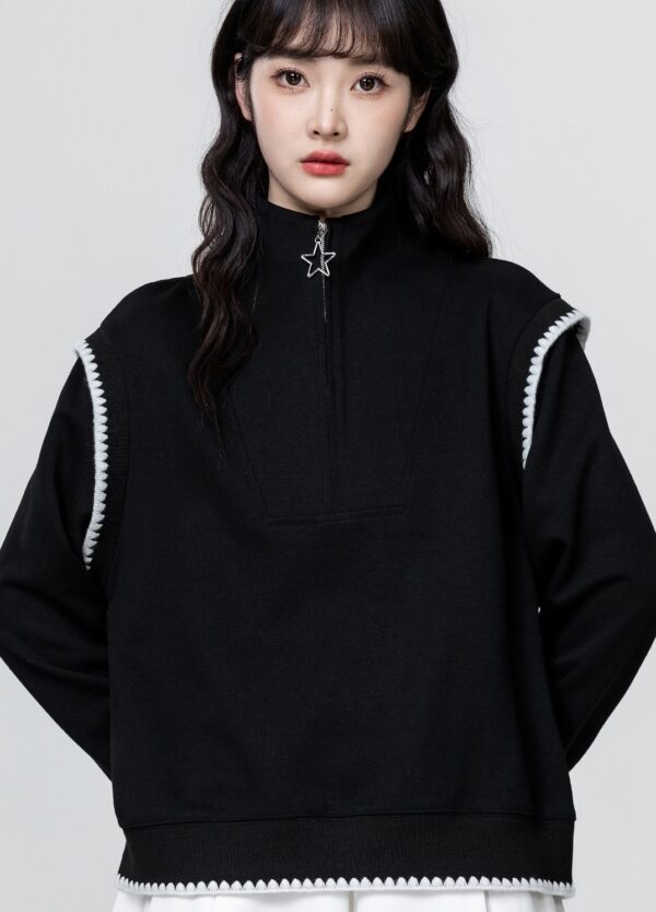 Black Quarterzip Polo Sweatshirt - Image 7