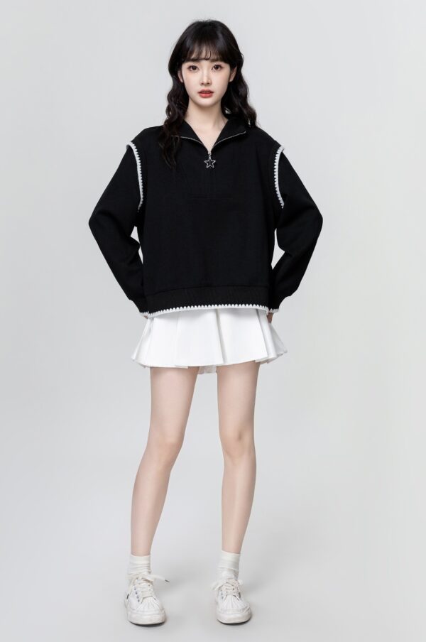 Black Quarterzip Polo Sweatshirt - Image 8