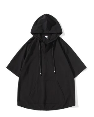 Black Short Sleeves Hoodie | Junghwan - Treasure