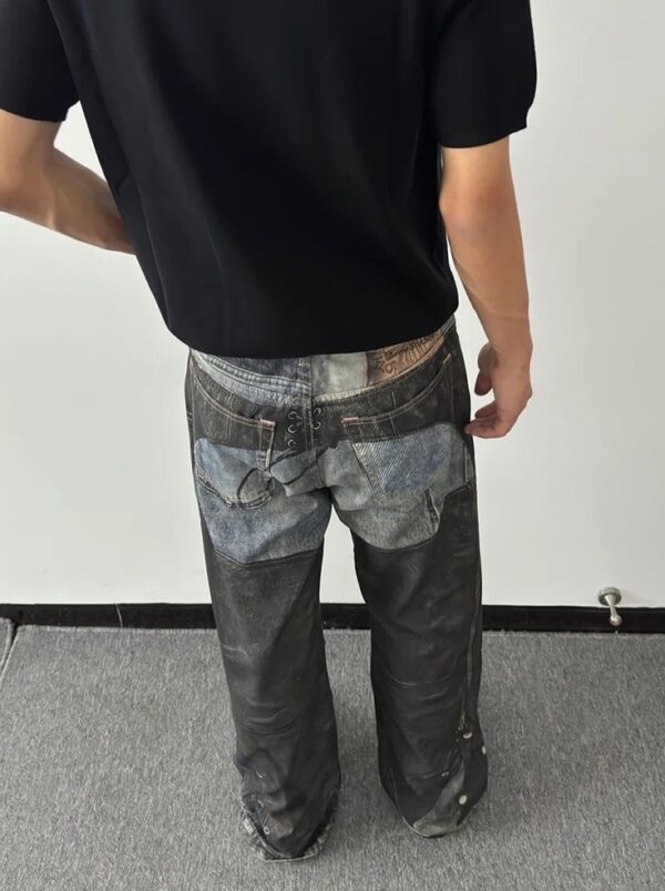 Black Two-Piece Illusion Washed Jeans | ILLIT - Image 3