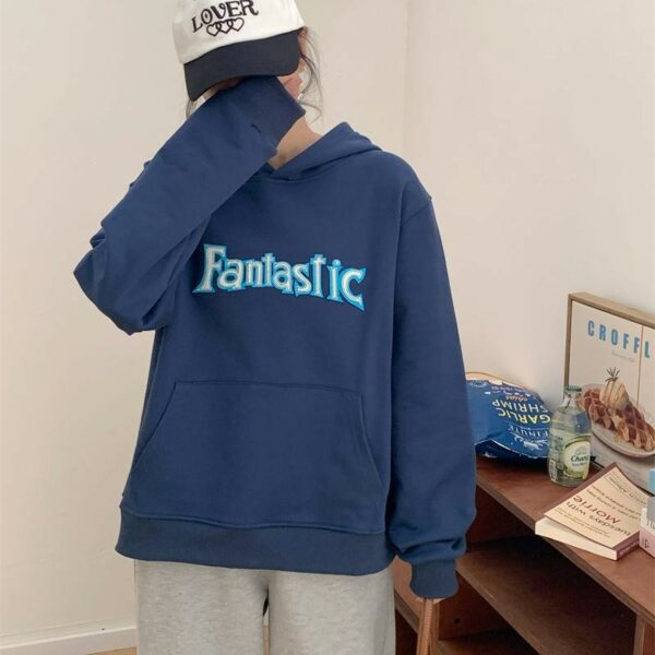 Blue "Fantastic" Patched Hoodie | Lisa - BlackPink - Image 3