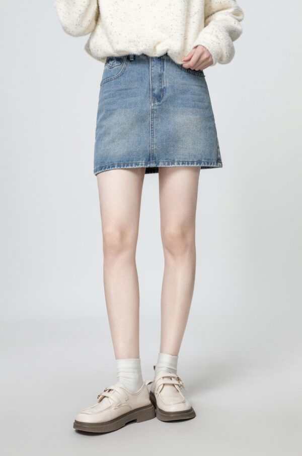 Blue Highwaist Denim Aline Skirt